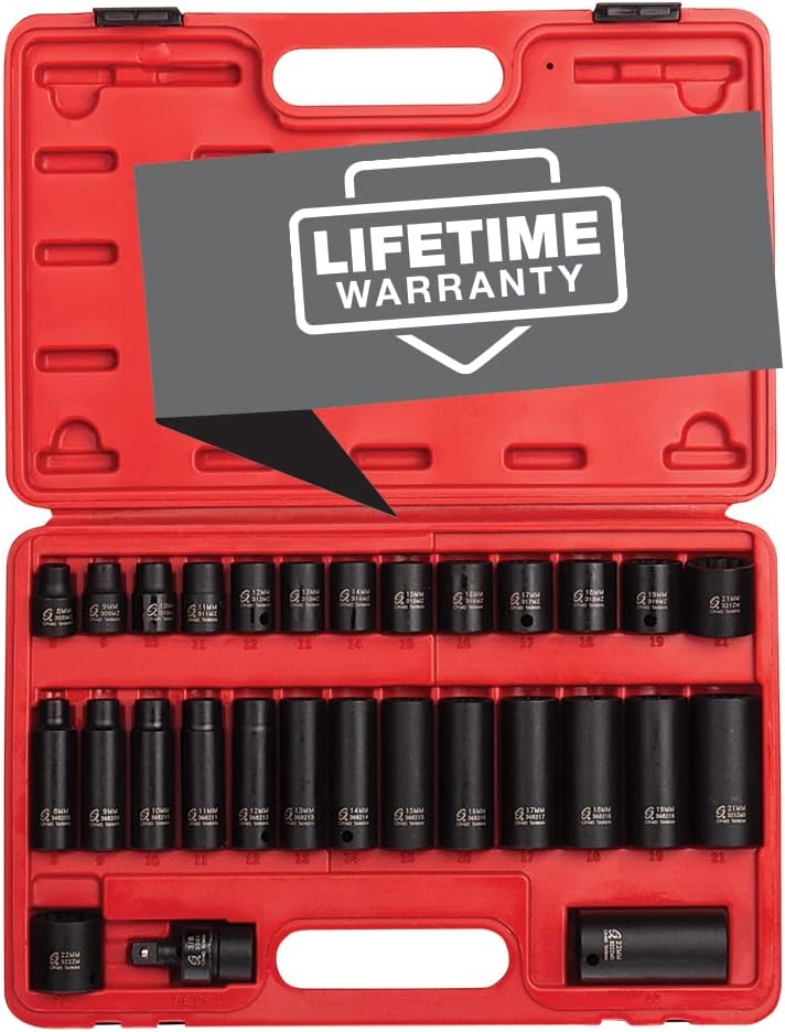 Sunex 3330 3/8" Drive Master Impact Socket Set - 29 Piece Metric Set (8mm-22mm) with Heavy Duty Storage Case - Image 1